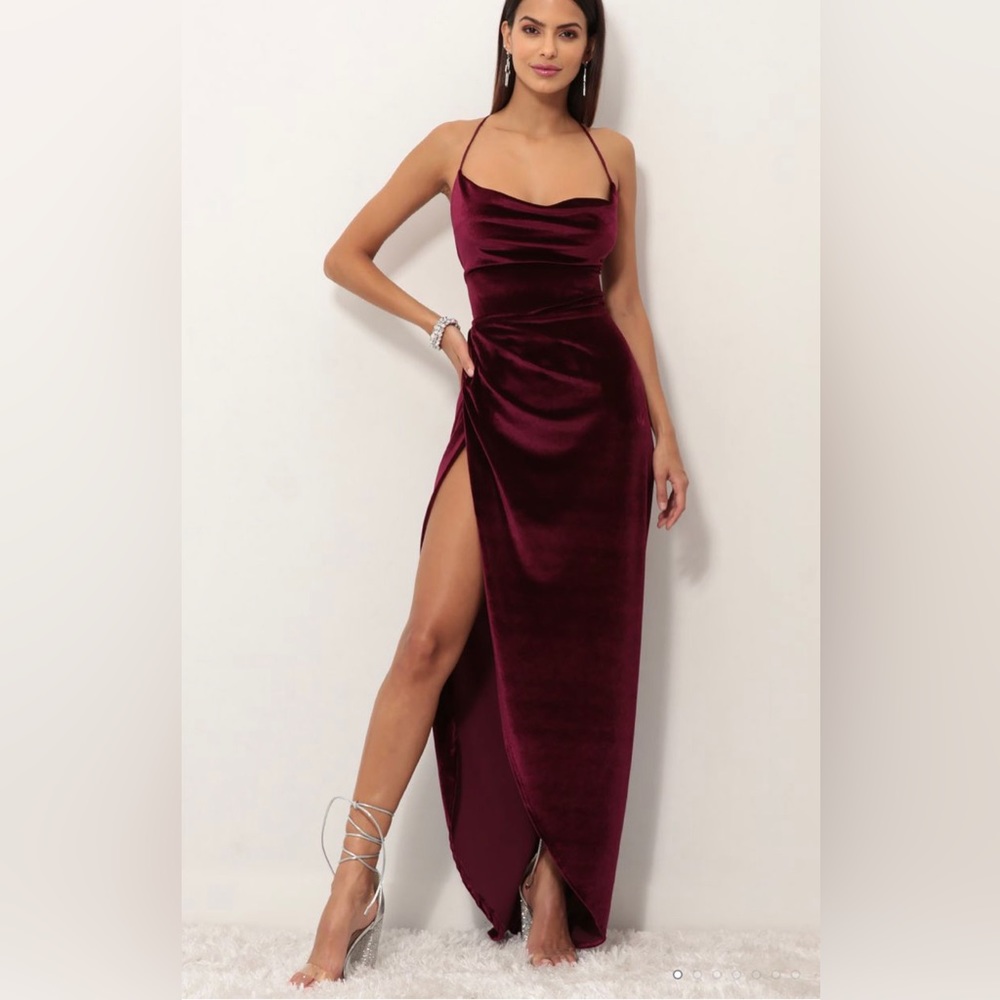 Lucy in the Sky: Lovely Velvet Luxe Maxi Dress in Wine